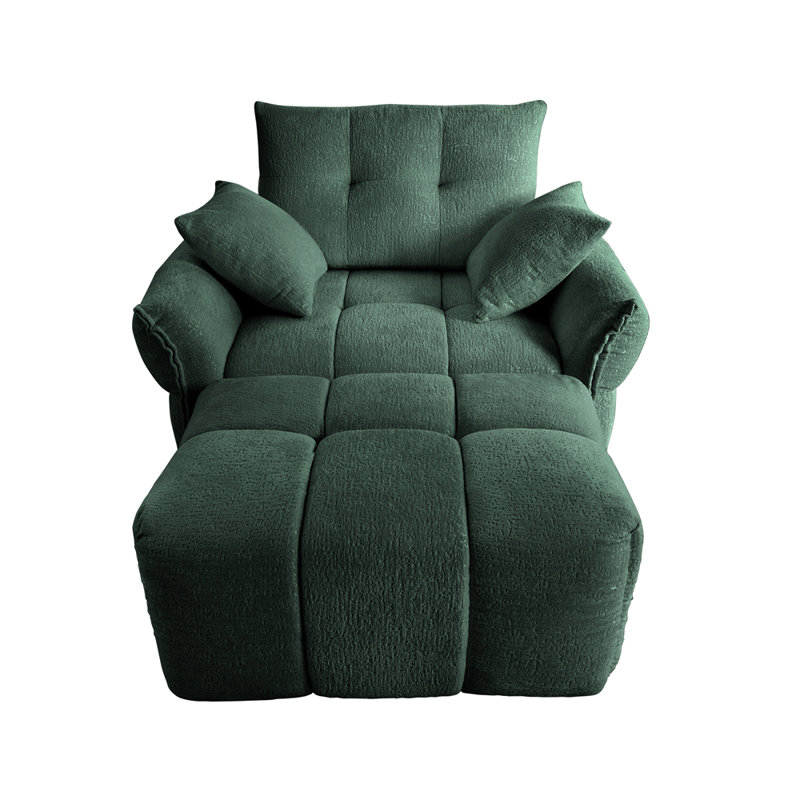 Canapé ergonomique à une place avec repose-pieds, Vert