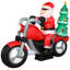Décoration de Noël gonflable autoportante de père Noël sur moto 6 pi - Décoration de vacances intérieure extérieure avec toile de fond enneigée, aucune électricité nécessaire, fabrication en plastique durable et installation facile