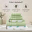 Ensemble de serviettes 6 pièces 100% coton Organic Vines - jacquard teint en fil et uni - comprend 2 serviettes de bain, 2 serviettes à main, 2 débarbouillettes - absorbant, à séchage rapide, doux et durable - vert sauge