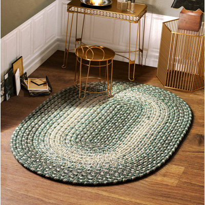Tapis tressé vert forêt/beige Amabella