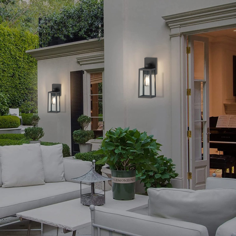 13"H Outdoor Wall Light with Matte Black Finish, 13.47" H x 5.28" W x 6.65" D