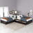 Twin Size L Shape Platform Bed Frame With Trundle, Rawers And Built-In Table-61833281