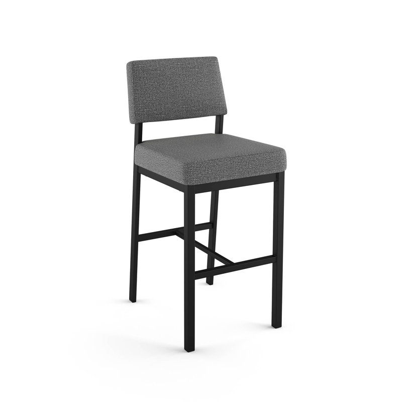 Tabouret de bar et de comptoir Amisco Avery, Tissu gris, Tabouret de bar (siège d'une hauteur de 30,25 po), Noir