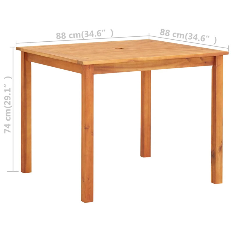 Abell Rectangular Outdoor Dining Table With Umbrella Hole , cm W cm D, 74cm H x 88cm W x 88cm D