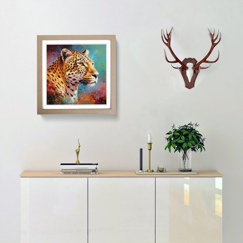 Leopard Color Field Painting No.2 - Framed Print, Oak