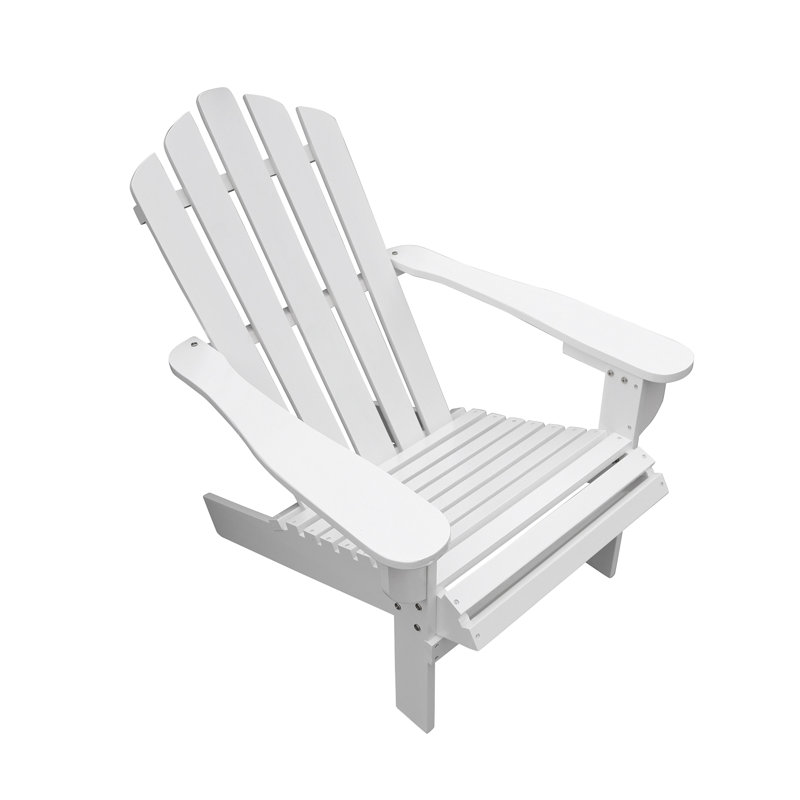 Chaise Adirondack en bois massif Basham, Blanc