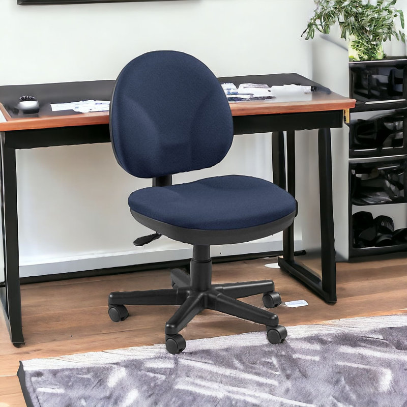Chaise de bureau réglable pivotante en tissu, Bleu