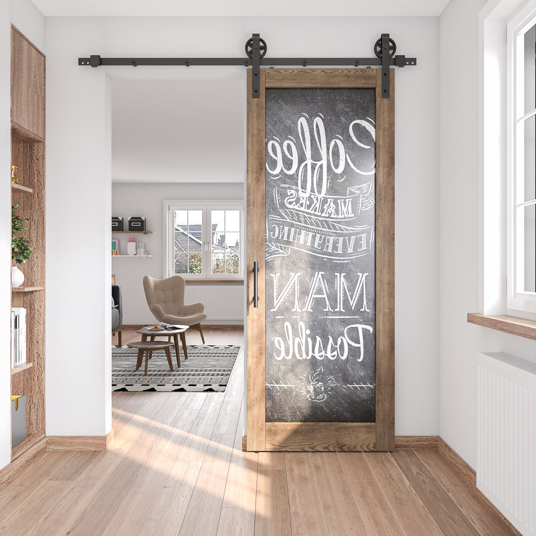 Coast Sequoia Big Spoke Wheel Roller Barn Door Hardware Kit, Black Coast Sequoia Track 