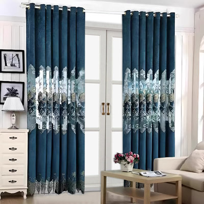 2 pièces de rideau de style européen avec broderie creuse et broderie pour salon, tissu de rideau en chenille européen simple, produits finis perforés