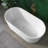 59'' x 29.5'' Freestanding Acrylic Bathtub Stand Alone Soaking Oval Slipper Tub with Center Drain in Glossy White