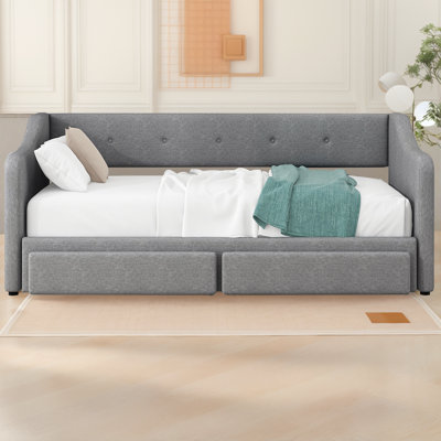 Convertible Twin XL To King Daybed With Upholstered Design And Storage Drawers