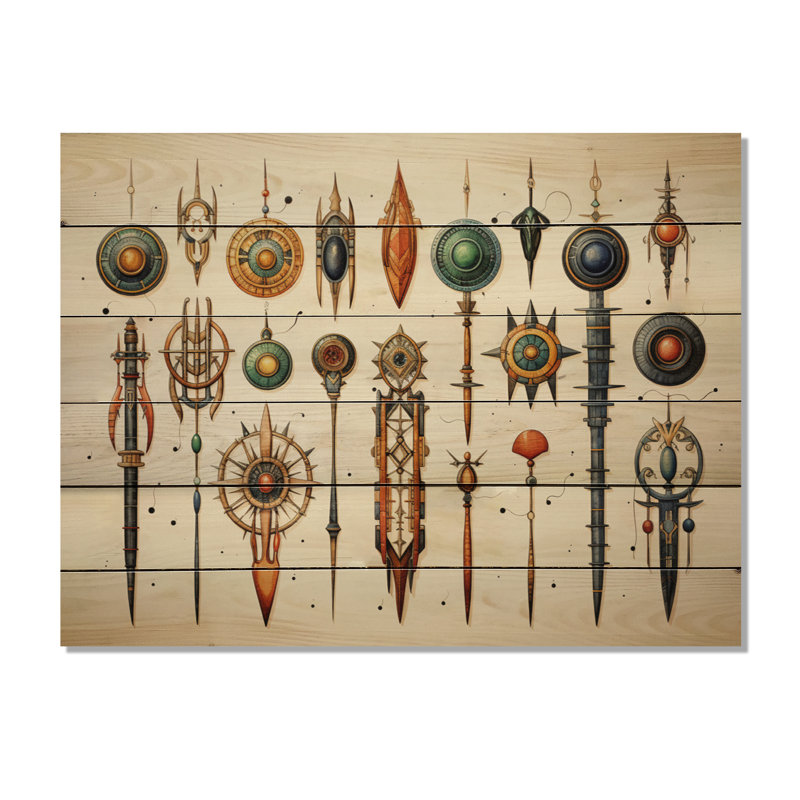 Maripat, symboles sacrés d'Afrique II sur bois, H 24 po x l 32 po x P 0,78 po