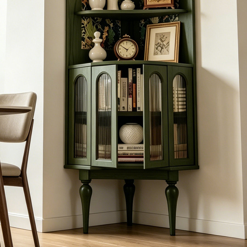 Armoire de coin en bois massif vert