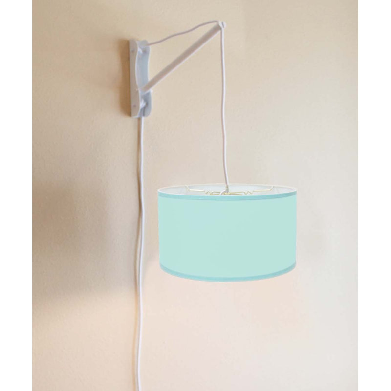 Stabler Plug-in Swing Arm Sconce, Island Paradise Blue, 18" H x 18" W x 10" D