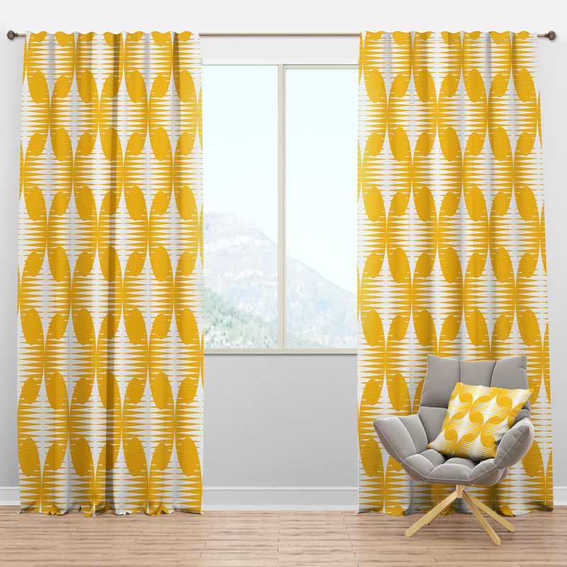 Abstrait rétro motif géométrique IV - panneau de rideau simple semi-transparent moderne Mid-Century, l 52 po x L 84 po