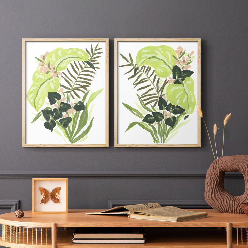 «Lime Leaf Medley I», reproduction encadrée de qualité supérieure - prête à être accrochée - aucun clou requis - aucun clou requis