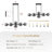 Darry 8-Lights Mid Century Modern Black Linear Chandelier Glass Globe Sputnik Pendant Light