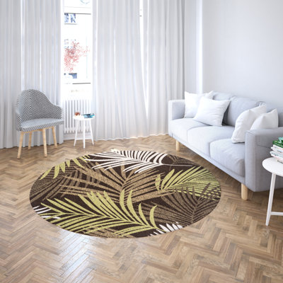 Tapis intérieur / extérieur à motif floral vert / brun Padiham