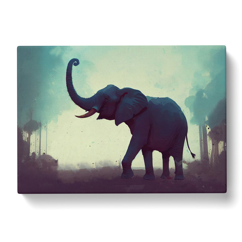 Elephant Art Painting - Wrapped Canvas Print, 35cm H x 50cm W x 3cm D
