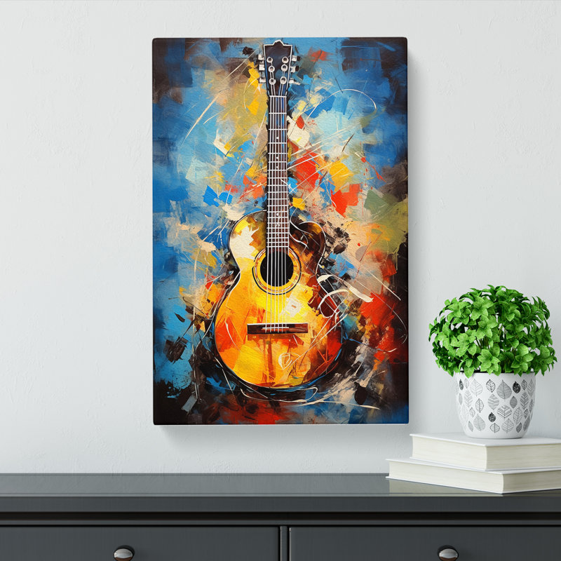 Acoustic Guitar Action Painting - Wrapped Canvas, 76cm H x 50cm W x 3cm D