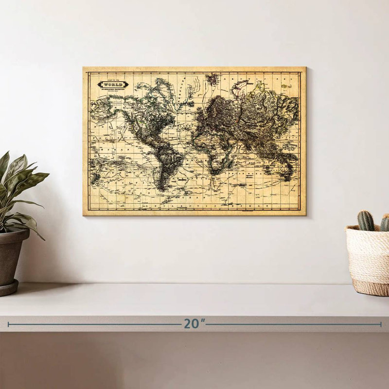 Aliaz Chart Of The World Map, 8" H x 12" W