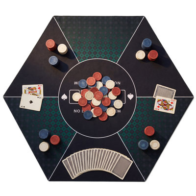 LAUSAINT HOME Hexagon EVA Poker Mat, No Crease Gaming Table Top for 6-8 Players