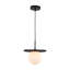 Luminaire suspendu moderne en fer forgé noir avec abat-jour en verre lait pour îlot de cuisine