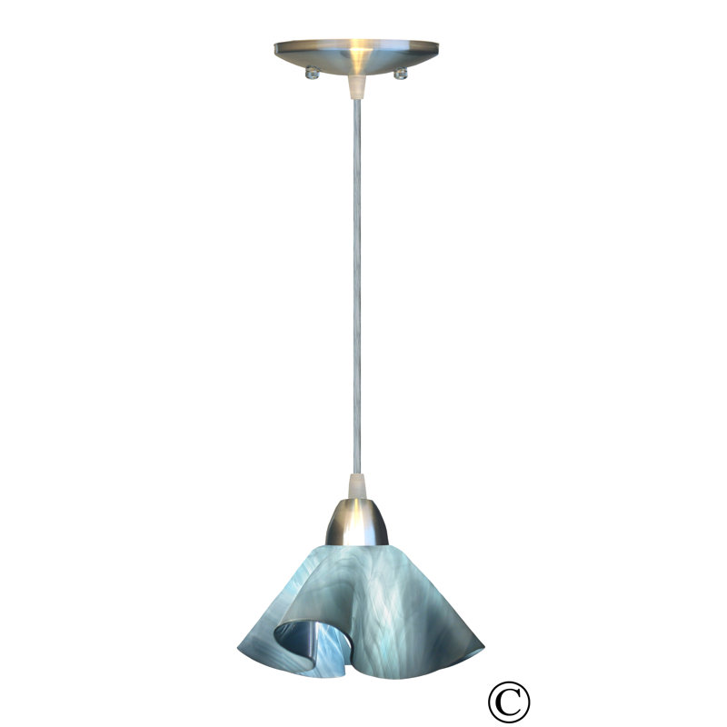 Dale Handcrafted Glass 1-Light Geometric Pendant, Large, White, Flame - Sky Blue