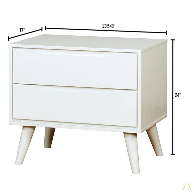 Table de chevet Mid-Century moderne 1pc, Blanc