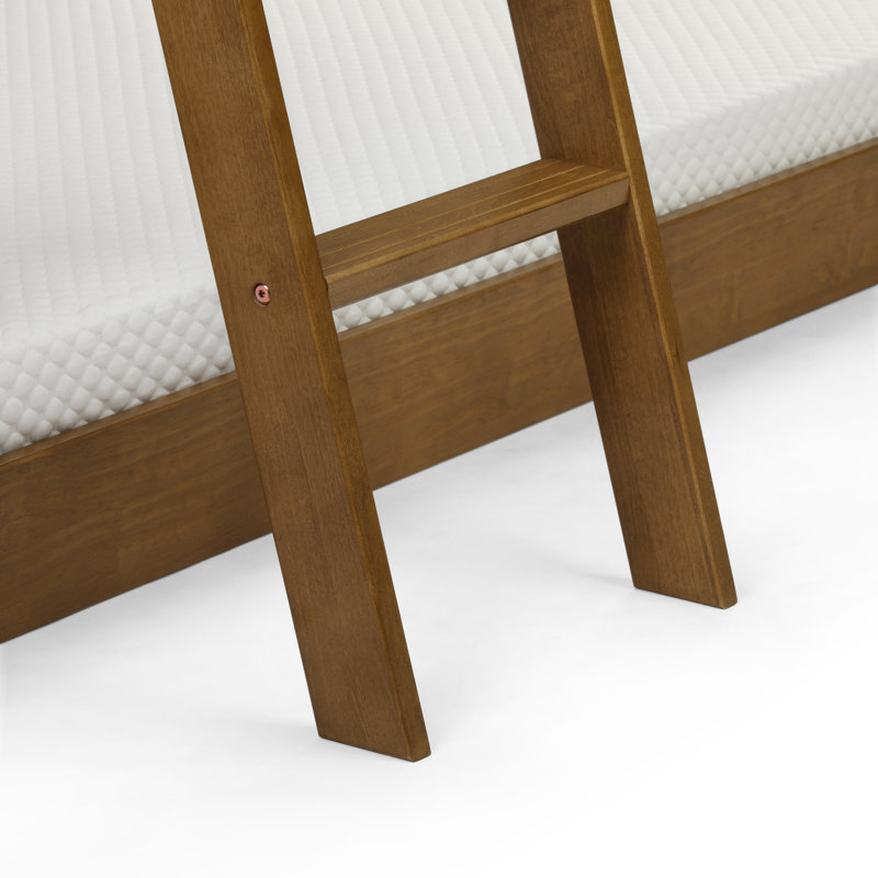 Lit superposé simple en bois massif Ambur, Blanc / pacane