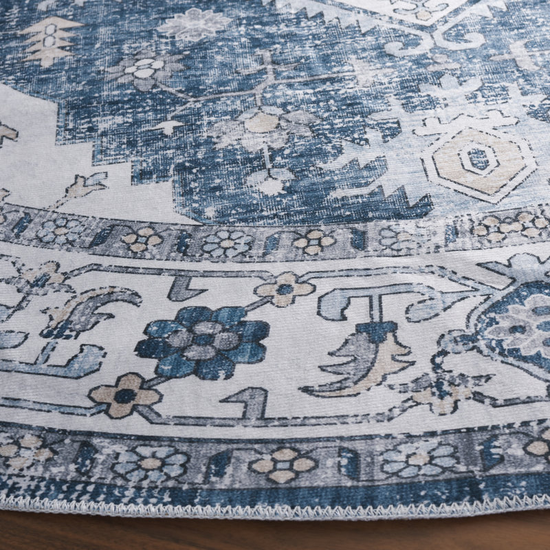 Tapis oriental performance lavable à la machine Toderita, Rond 6 pi