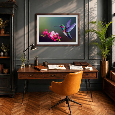 Unreal Floral Hummingbird - Framed Print