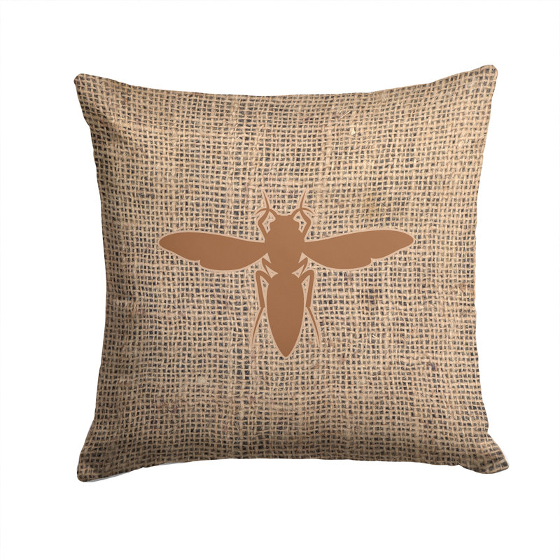 Coussin décoratif intérieur/extérieur jaune veste en toile jute, H 14 po x l 14 po x P 4 po, Brun