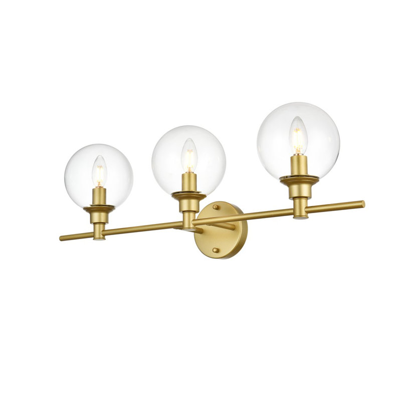 Éclairage pour meuble-lavabo Byeong, Laiton, H 10 po x l 28 po x P 28 po, 3 lumières