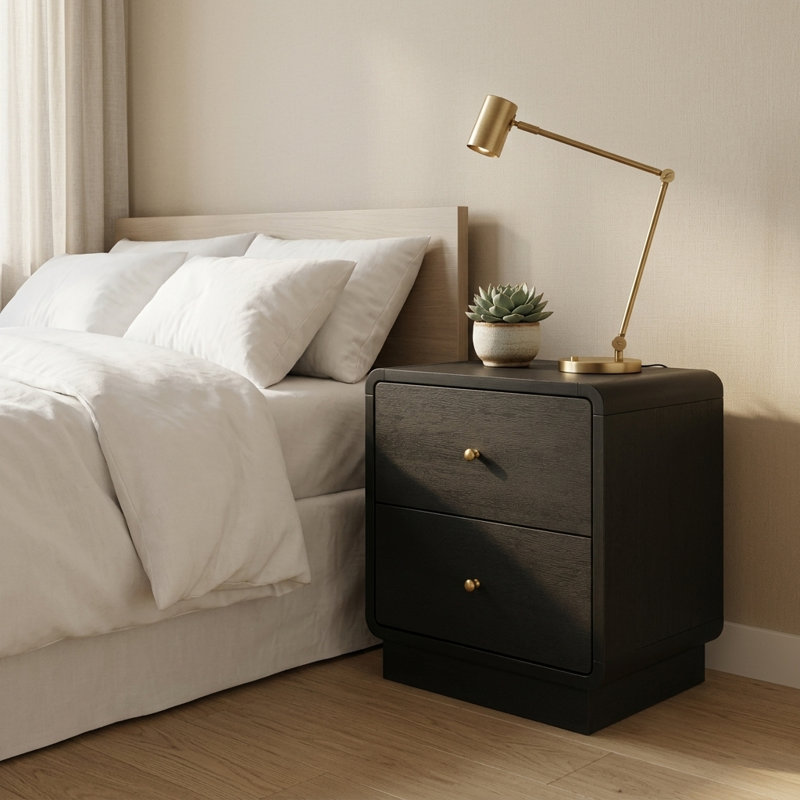 2-Drawer Nightstand, Bedside Table