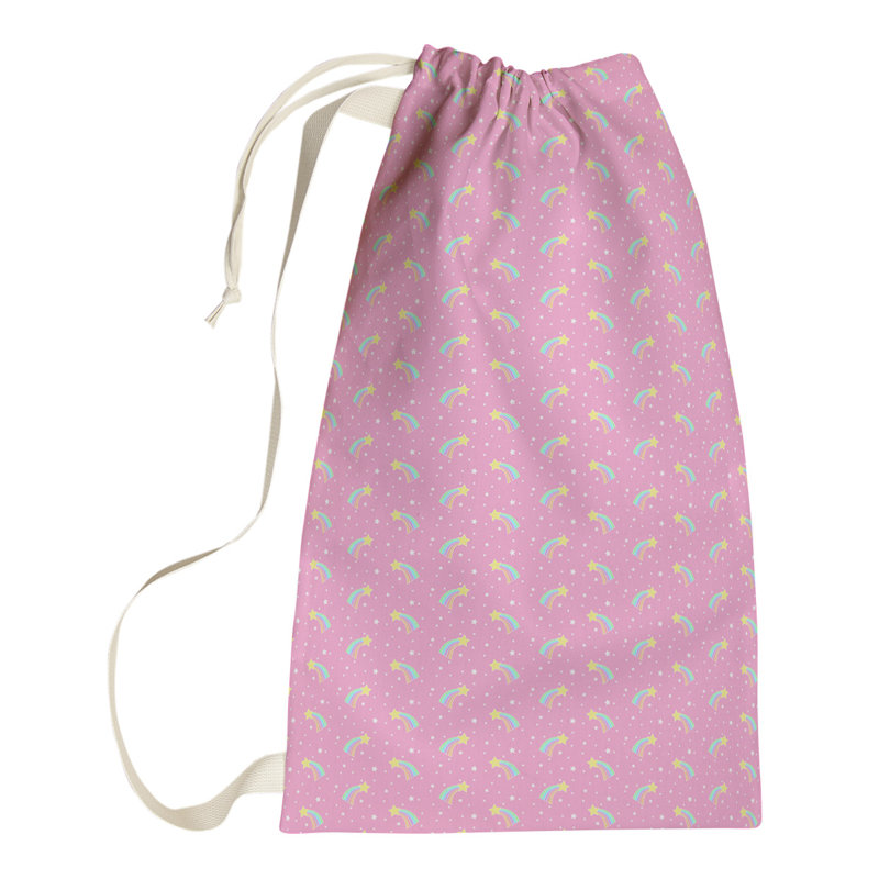 Sac à linge avec étoiles à film, Petit (H 64 po x l 20 po x P 1,5 po), Rose