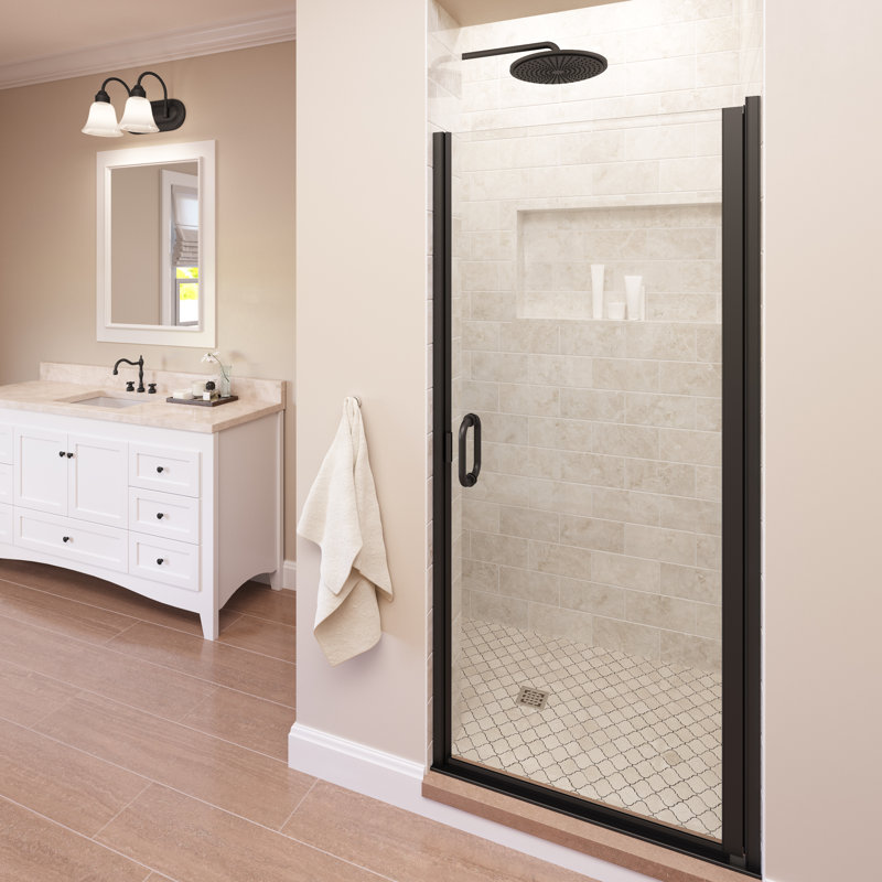 Infinity 32" W x 76" H Semi-Frameless Shower Door, AquaGlideXP clear, Oil Rubbed Bronze
