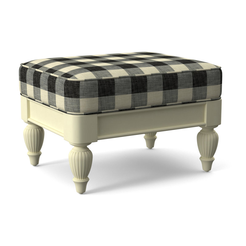 Grand View Ottoman, Black Buffalo Check; 0120-81, Celery Finish