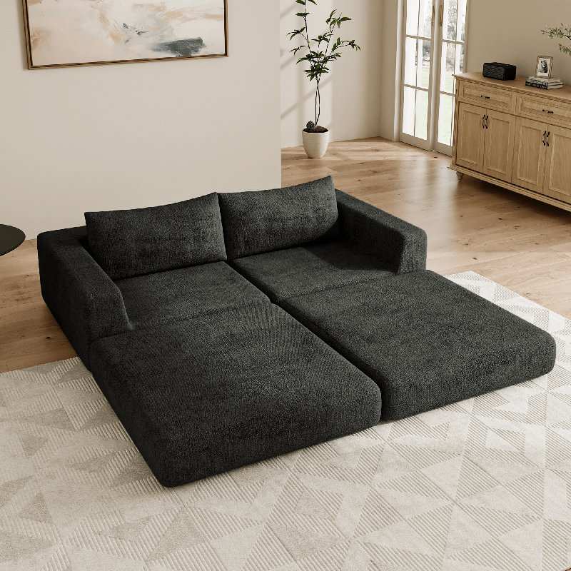 Canapé modulaire Compression Cloud, canapé-lit convertible 2 en 1, futon escamotable, canapé-lit pour salon, petit appartement, gris