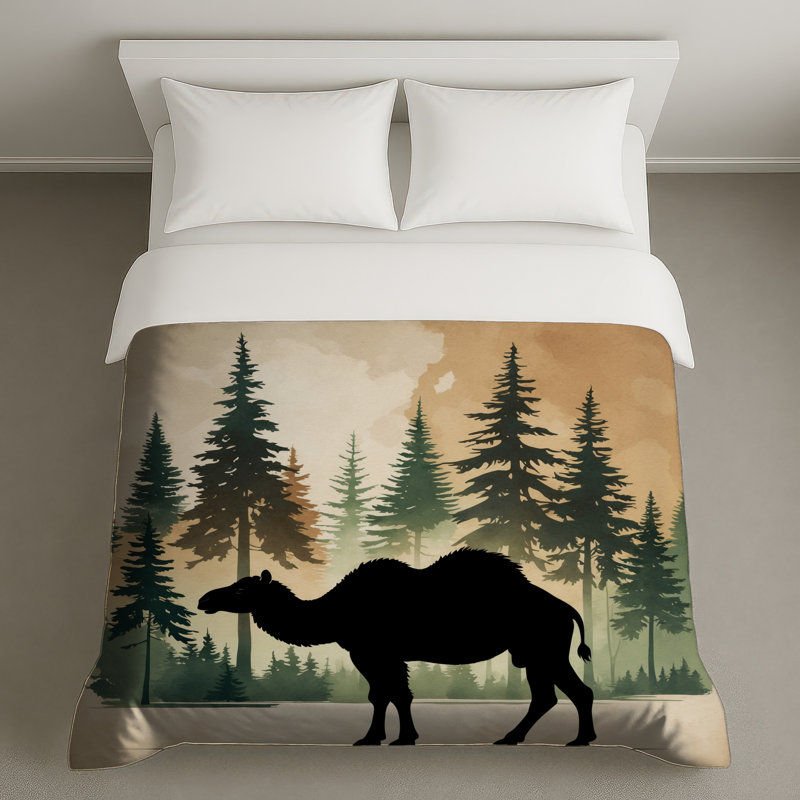 Housse de couette camel en forêt, Lit simple