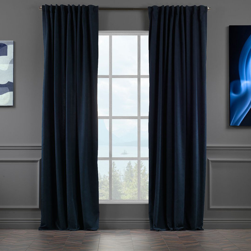 Blackout Thermal with Liner Extra Long & Extra Wide Decorative Curtain Single Panel, 140cm Width x 145cm Drop, Blue