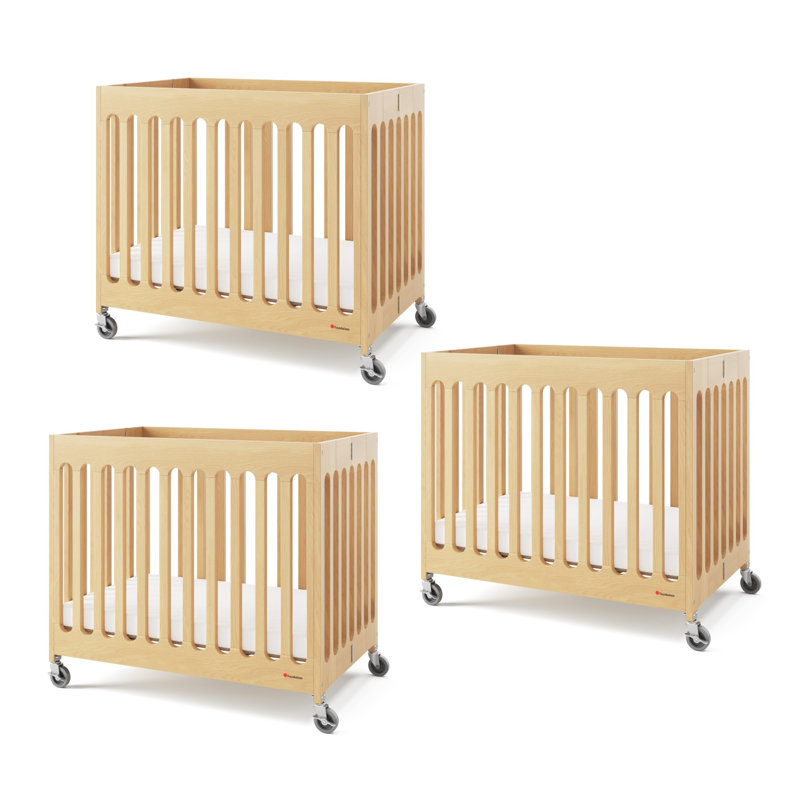 Paquet de 3 lits de bébé pliants compacts Foundations Boutique, Tanné