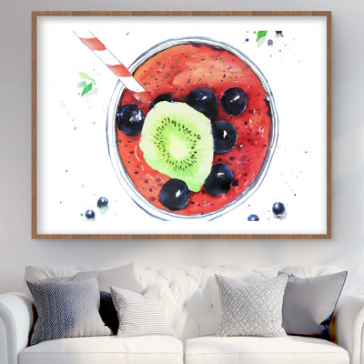 Berry Smoothies - Red Food Framed Matted Print | Home Decor