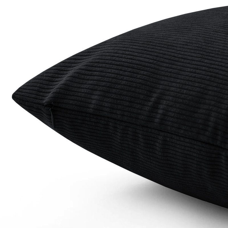 Striped Crushed Velvet Cushion Cover (Set Of 2) , Black