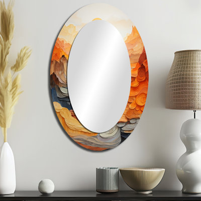 Bold Landscape Canyon Desert II - Grand miroir mural ovale sur métal