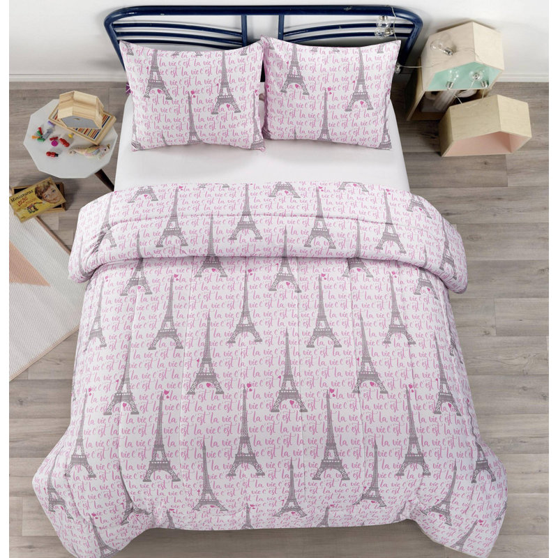  Ensemble d'édredon 3 pièces en microfibre rose