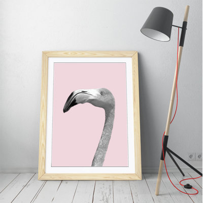 Flamingo Black and White Yellow 1 Piece Single Picture Frame Painting on Canvas