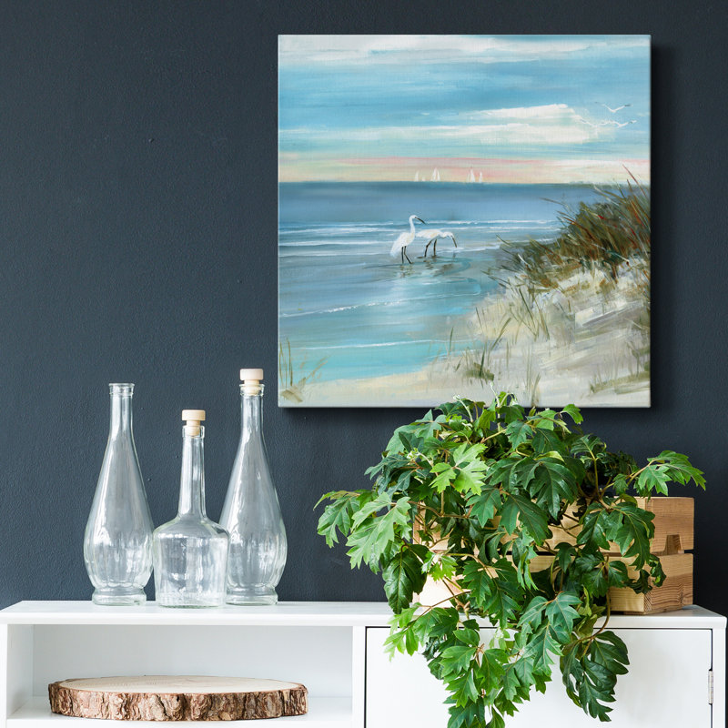 Pêche côtière - reproduction d'art sur toile tendue, H 16 po x l 16 po x P 1 po