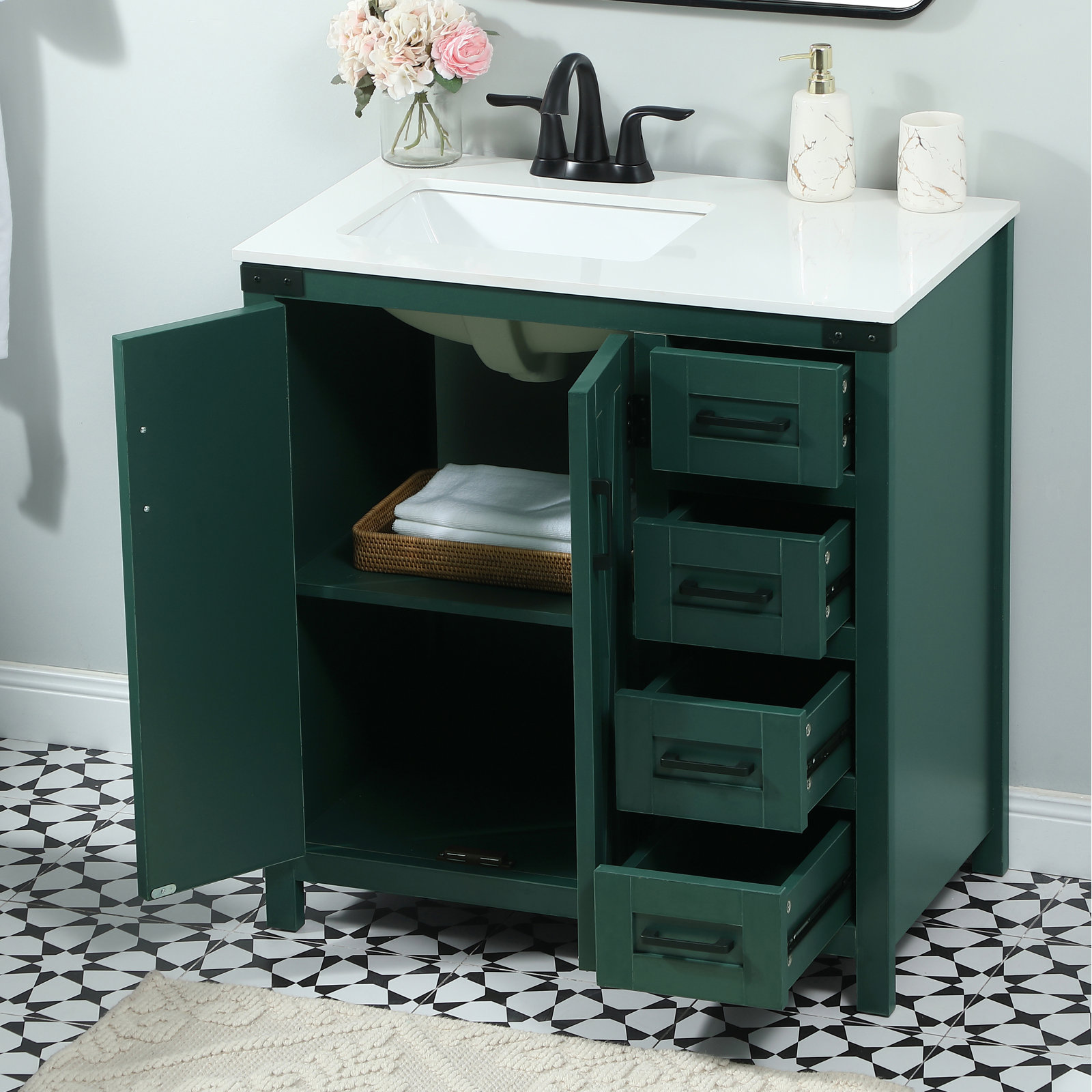Slayton 32 " Single Bathroom Vanity, Green