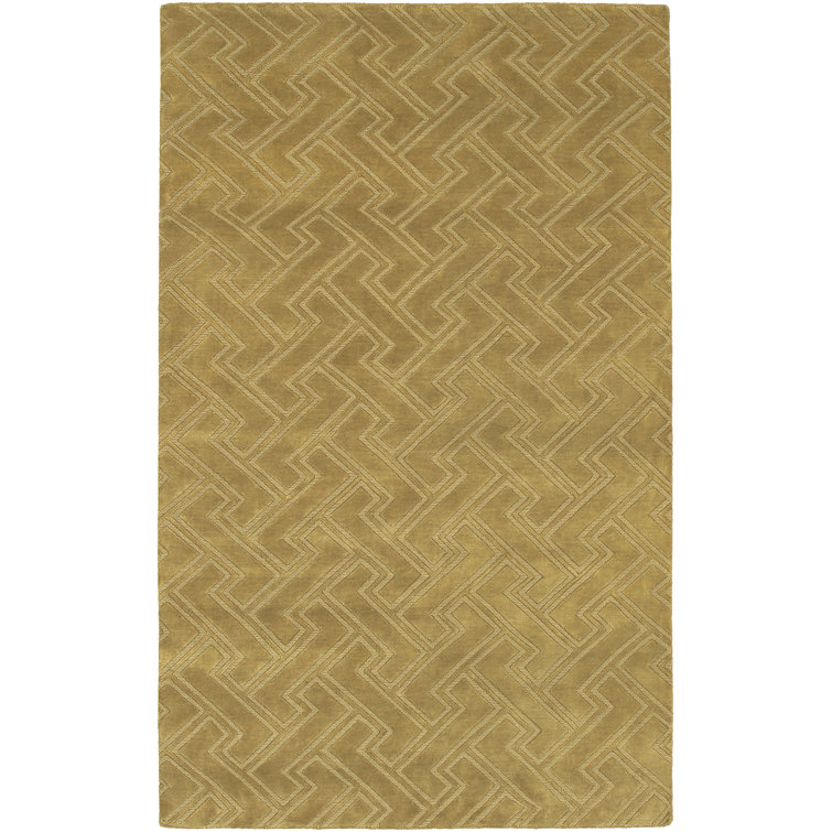 Tapis doré en laine noué à la main Pendergrass